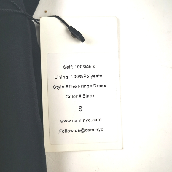 CAMI NYC The Fringe Dress Women Black Silk Midi Dress Small NWT Lined Sexy Party - Picture 9 of 10